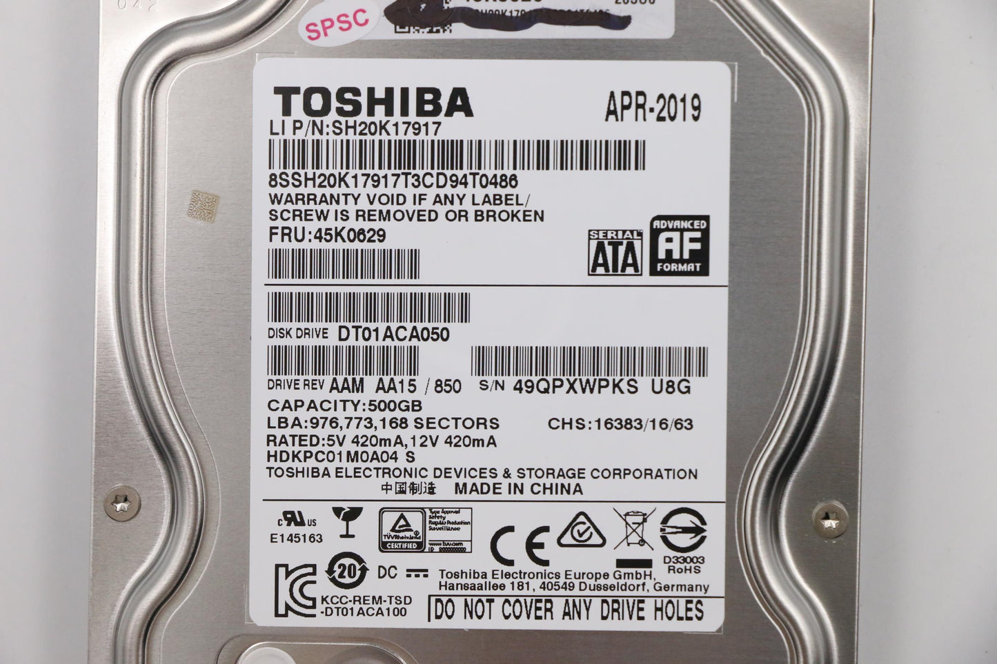 Lenovo 45K0629 500 Gb Seagate Stat Hard Drive