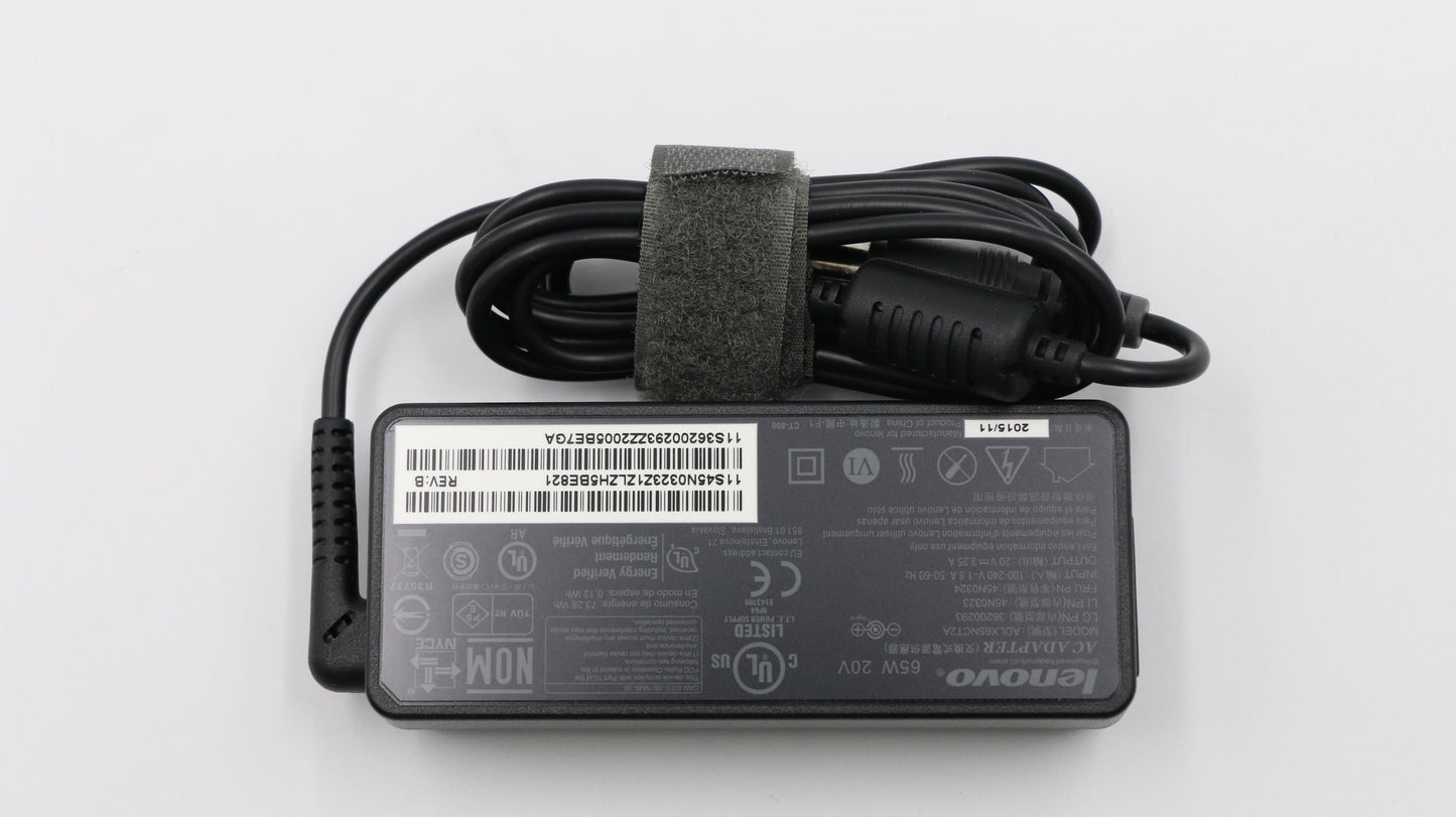 Lenovo (45N0323) AC Adapter, ThinkPad Circular, 65W, 2P, Black