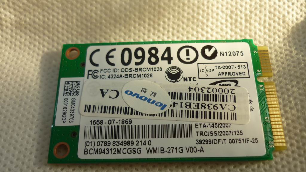 Lenovo 20002304 Gtc Bcm4312 M 802.11G Mow Jap