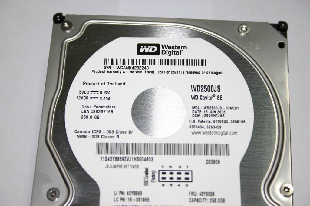 Lenovo 16001965 Hdd Wd2500Js-08Ncb1 250G 8M S2