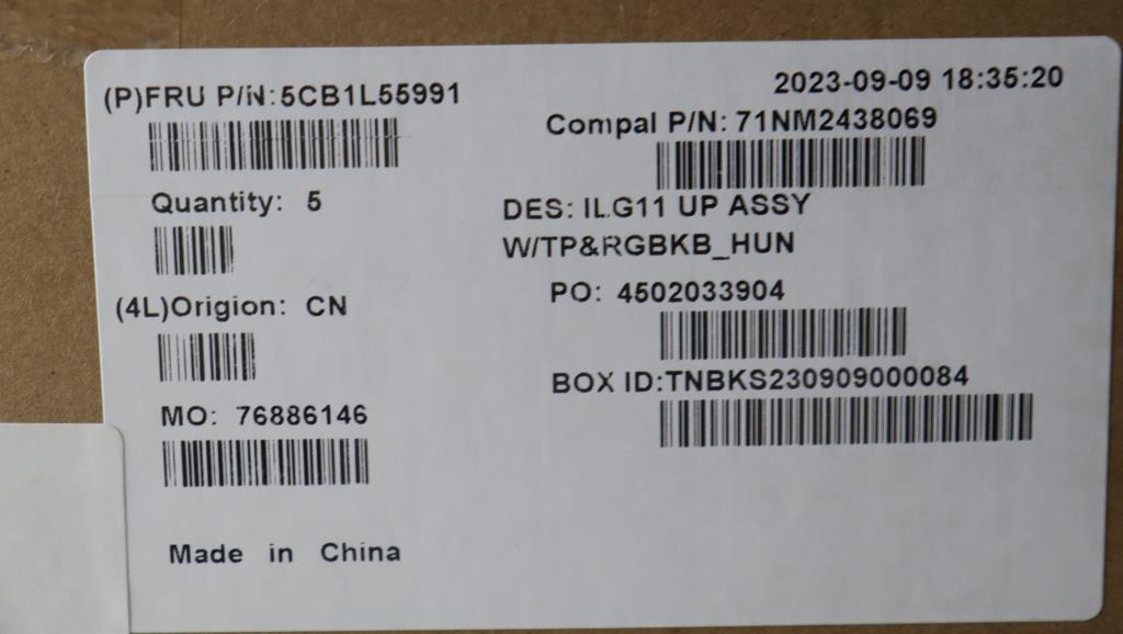 Lenovo Cover Upper Case Assembly Hun - 5CB1L55991