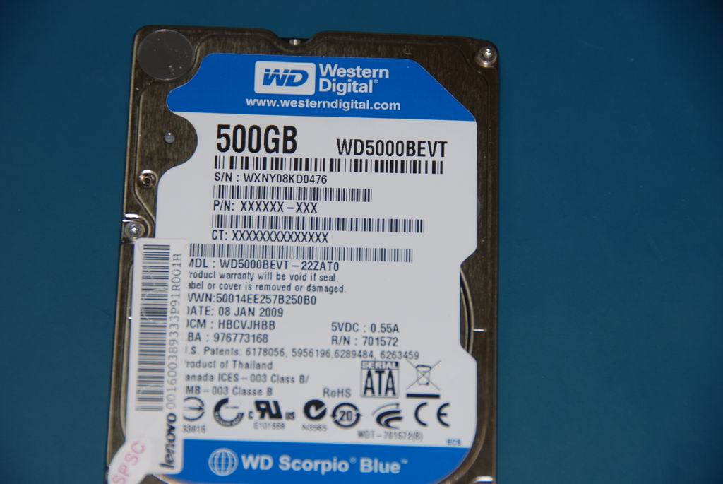 Lenovo 16003893 Hdd 500G 2.5 Wd Wd5000Bevt