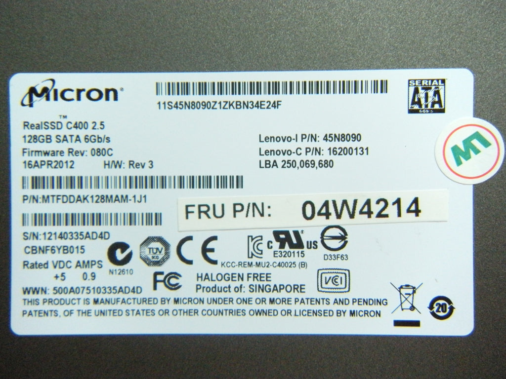 Lenovo 04W4214 Driveh Ssd 128G Micron