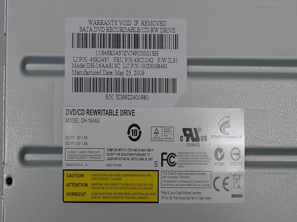 Lenovo 25008491 Dvdrw Plds 16Xdh-16Aas Sata Bl