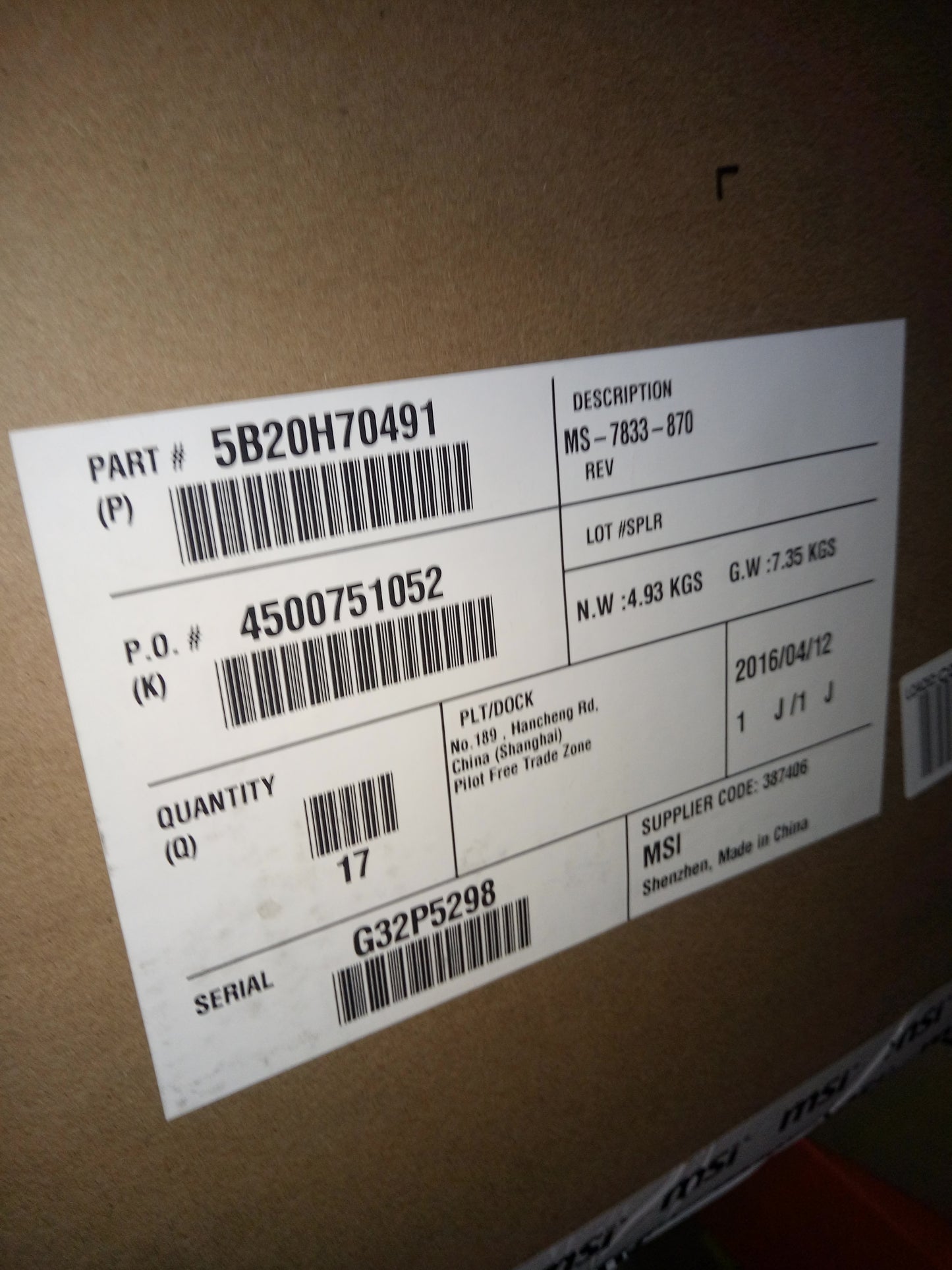 Lenovo Pl System Boards - 5B20H70491