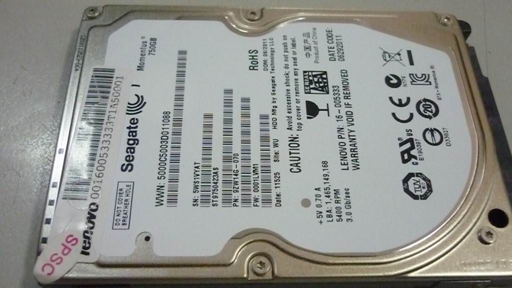 Lenovo 16005333 Hdd 750G 5400Rpm Seagate St975