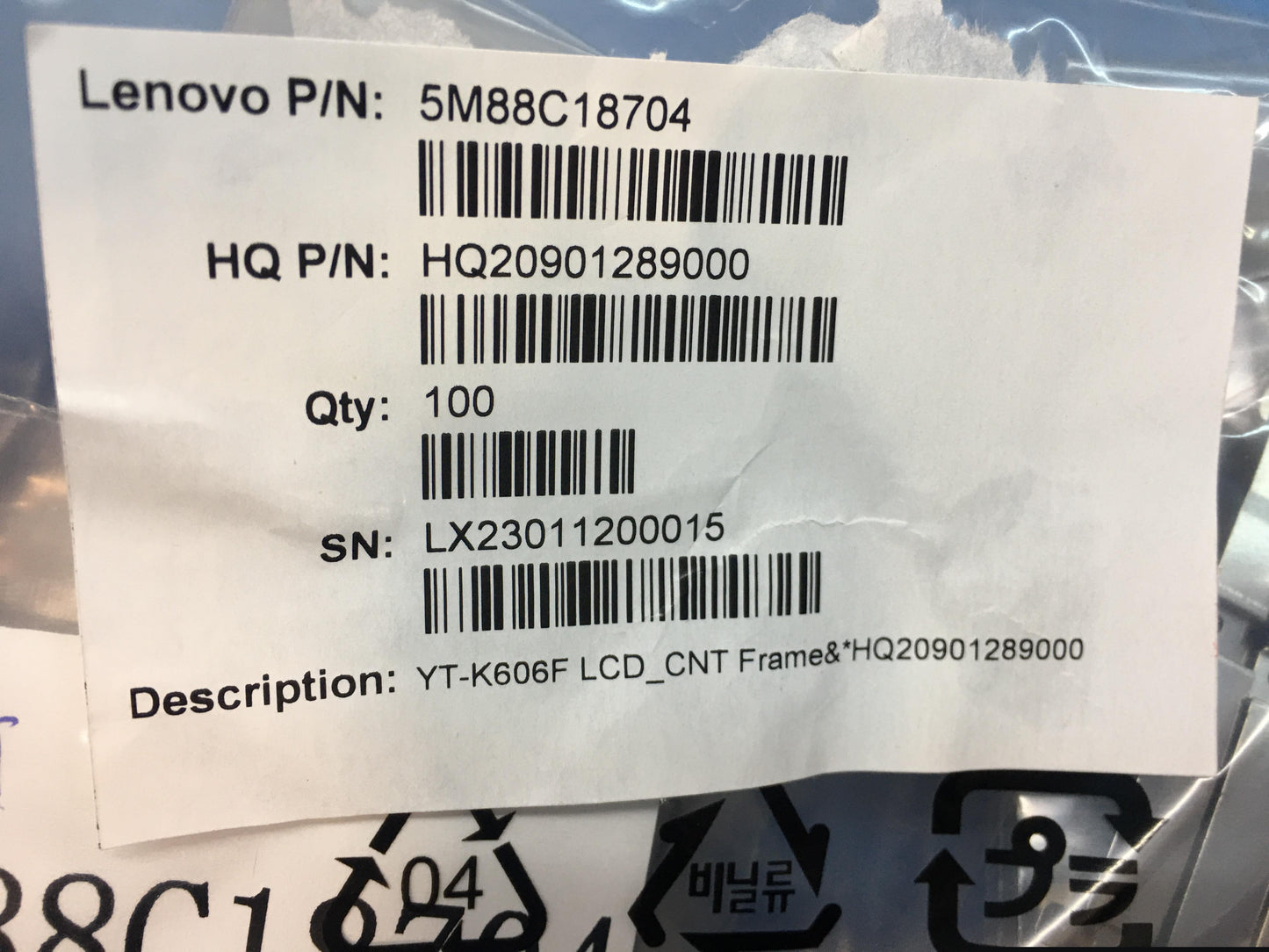 Lenovo Yt-K606F Lcd_Cnt Frame And*Hq2 - 5M88C18704