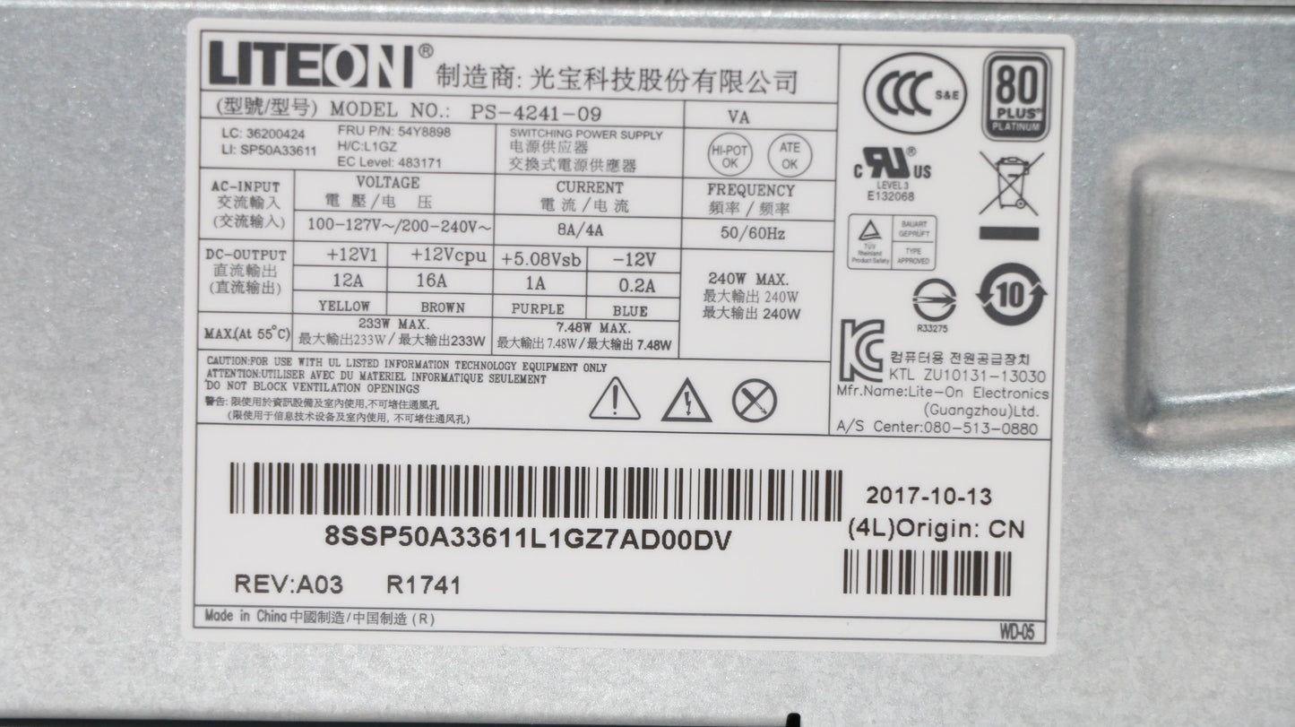 Lenovo 54Y8898 Ps Power Supplies Internal