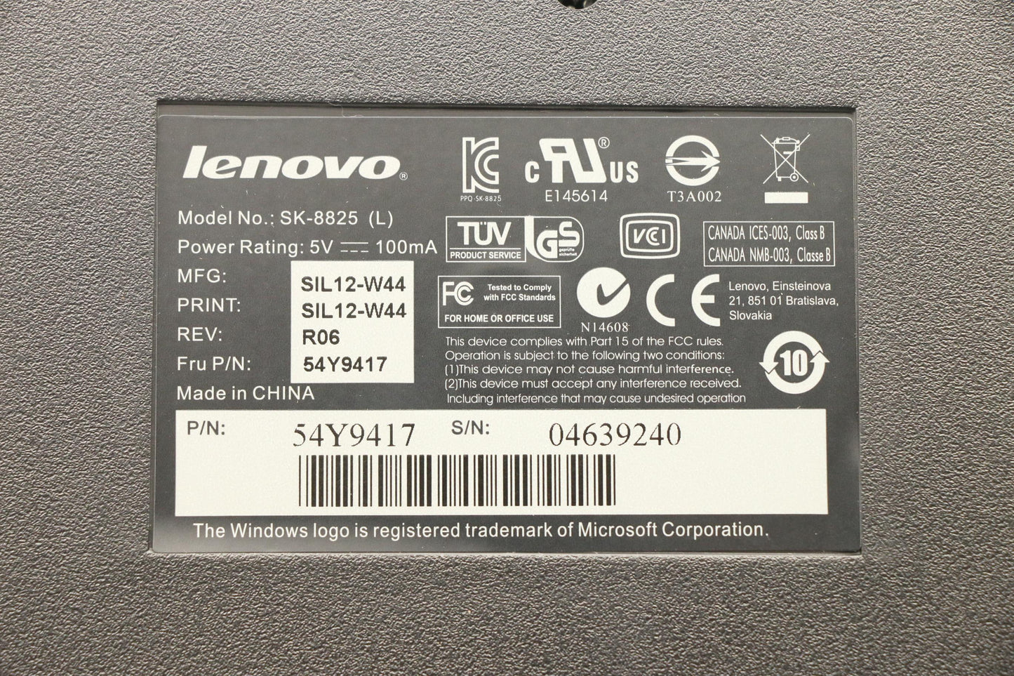 Lenovo 54Y9417 Netvista Usb Hebrew 212