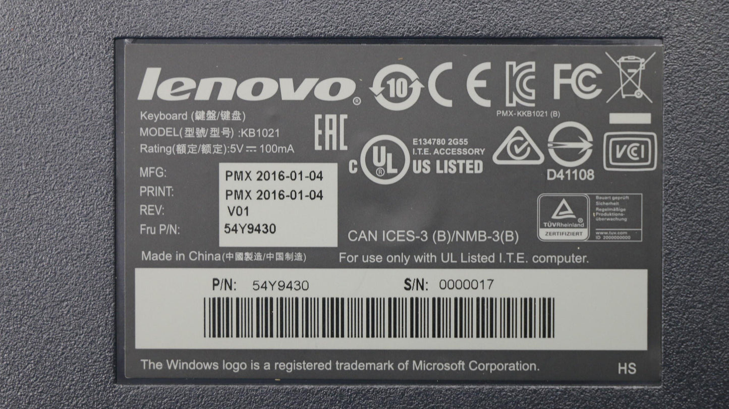 Lenovo Keyboard Netvista,Usb,Rs/Cy - 54Y9430
