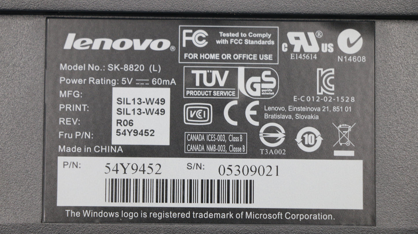 Lenovo Keyboard Netvista,Ps/2,Br Pt - 54Y9452