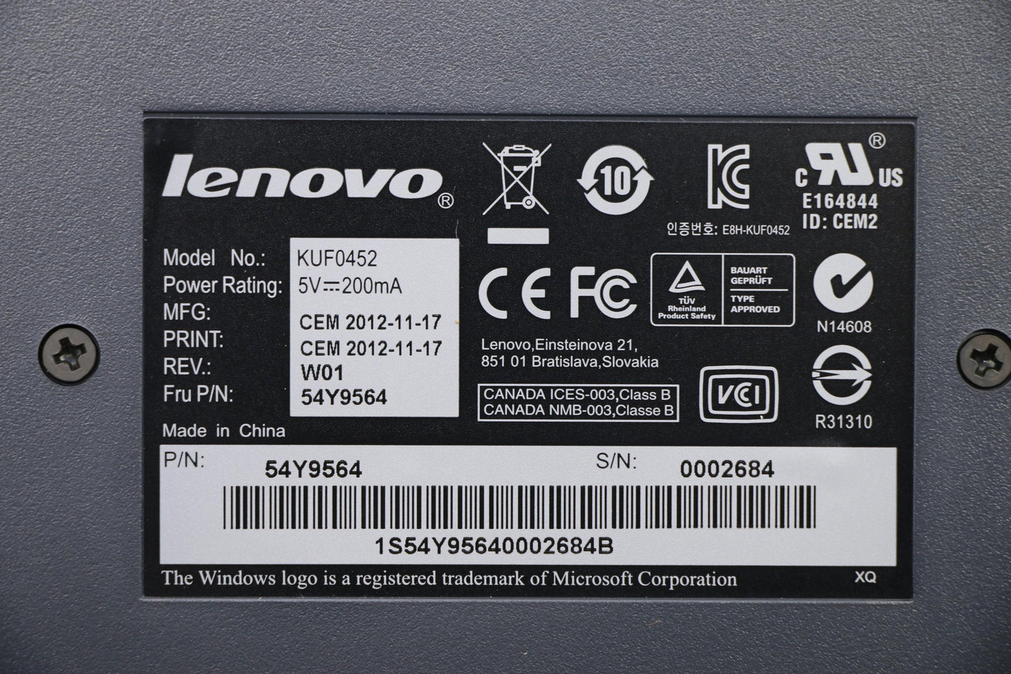 Lenovo Kb Keyboards External - 54Y9564