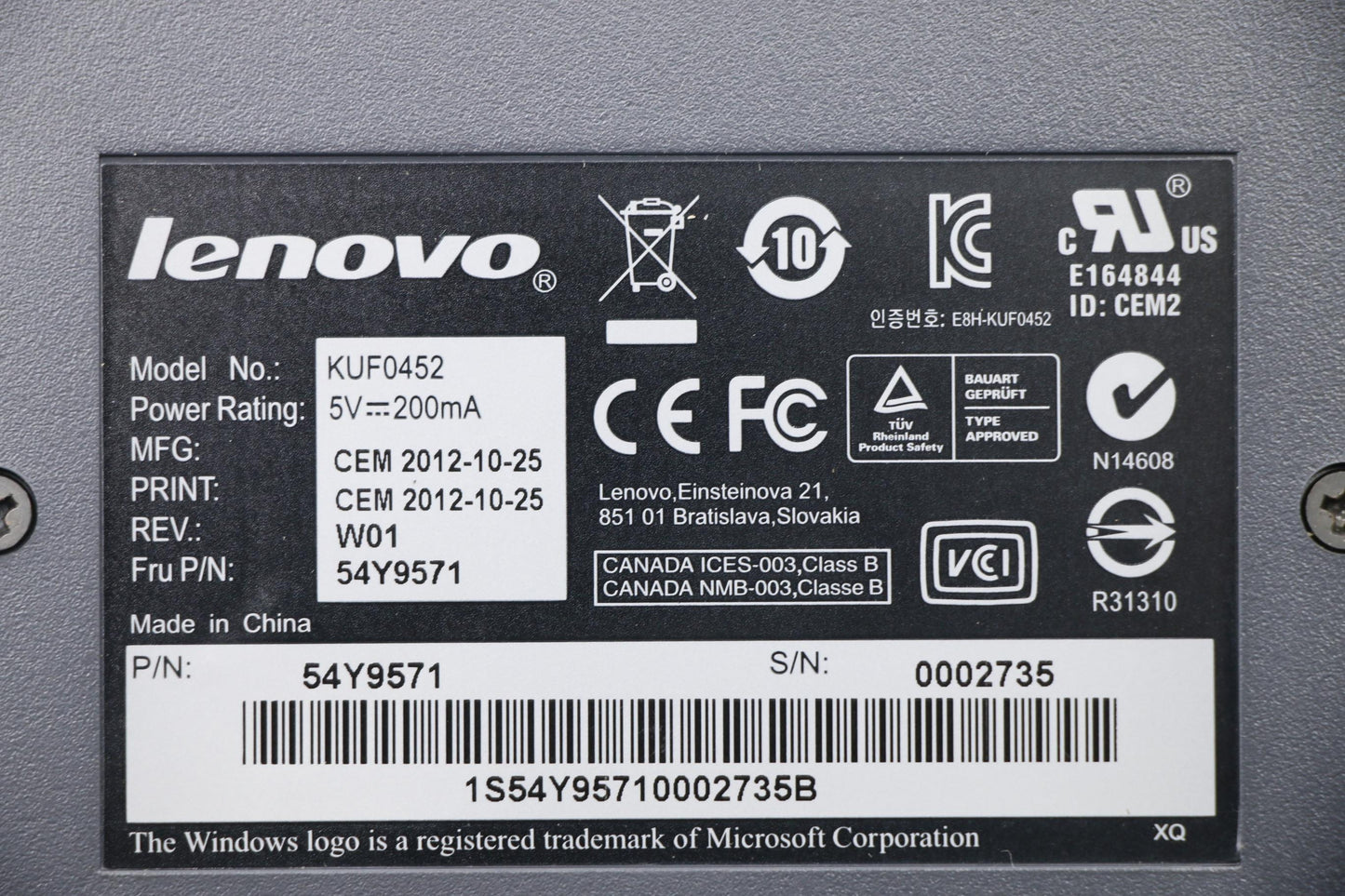 Lenovo Keyboard Fp(Epeat Gold),Th - 54Y9571