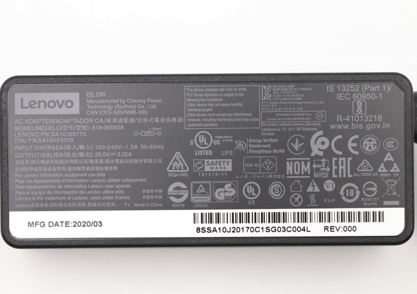 Lenovo Ac Adapter - 5A10V03238