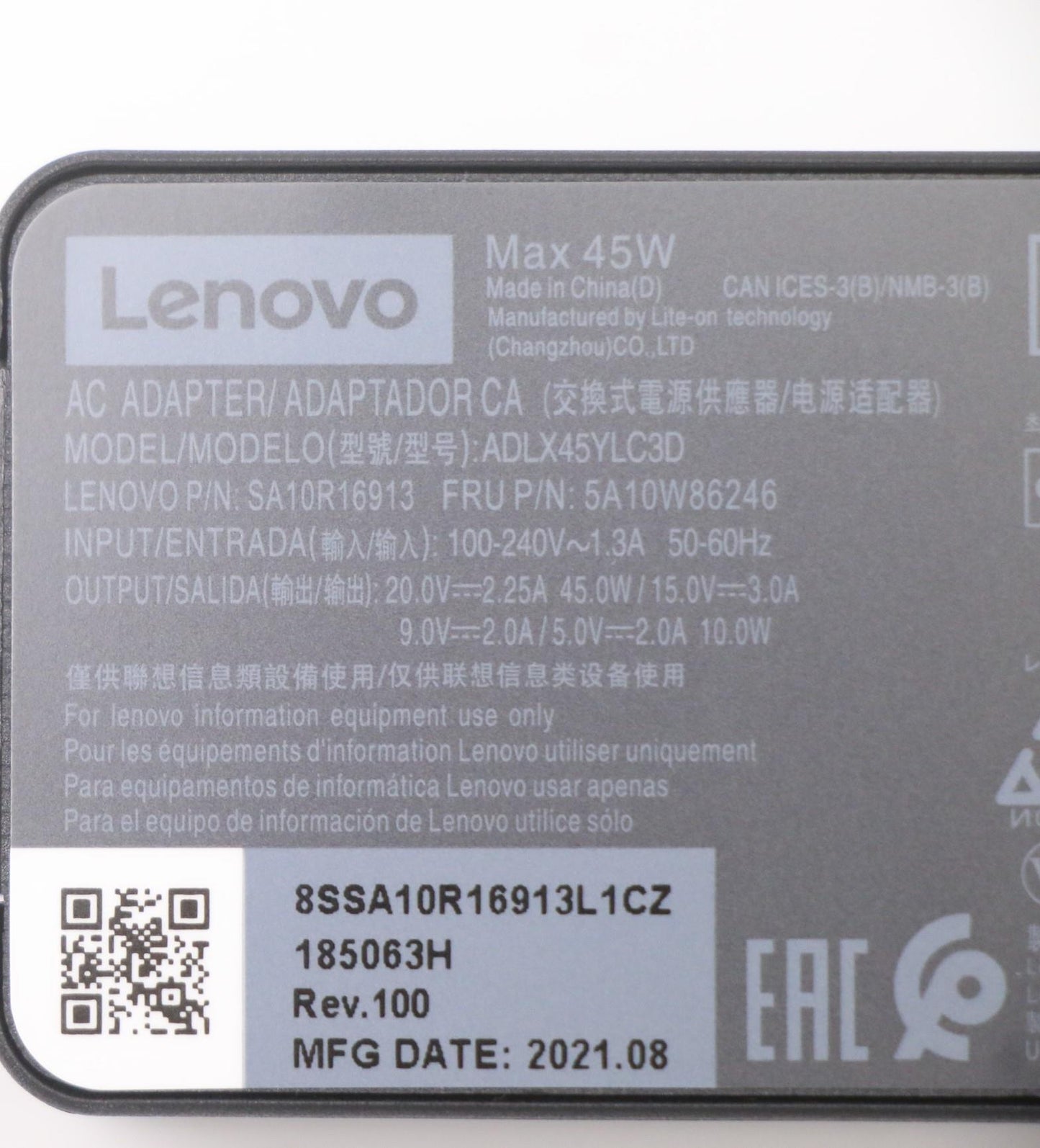 Lenovo Ac_Adapter Pd,45W,20/15/9/5V,3 - 5A10W86246