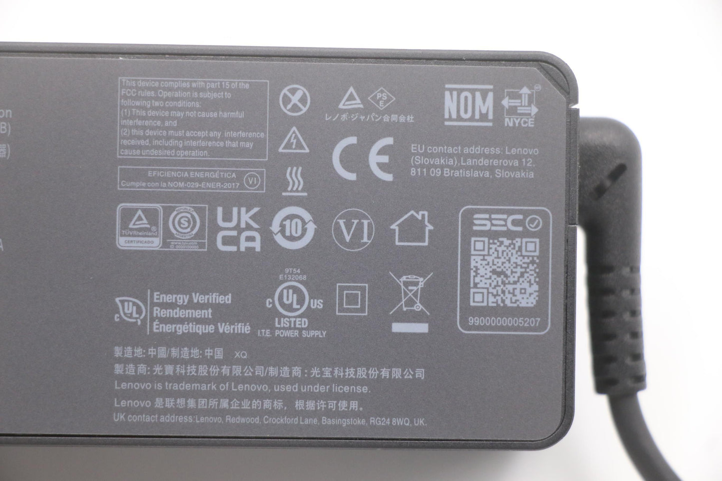 Lenovo (5A10W86253) AC Adapter, Type-C, 65W, 2-Pin, Black