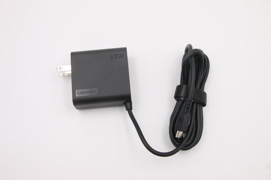 Lenovo (5A10W86270) AC Adapter, Type-C, 65W, 2-Pin, US, Black