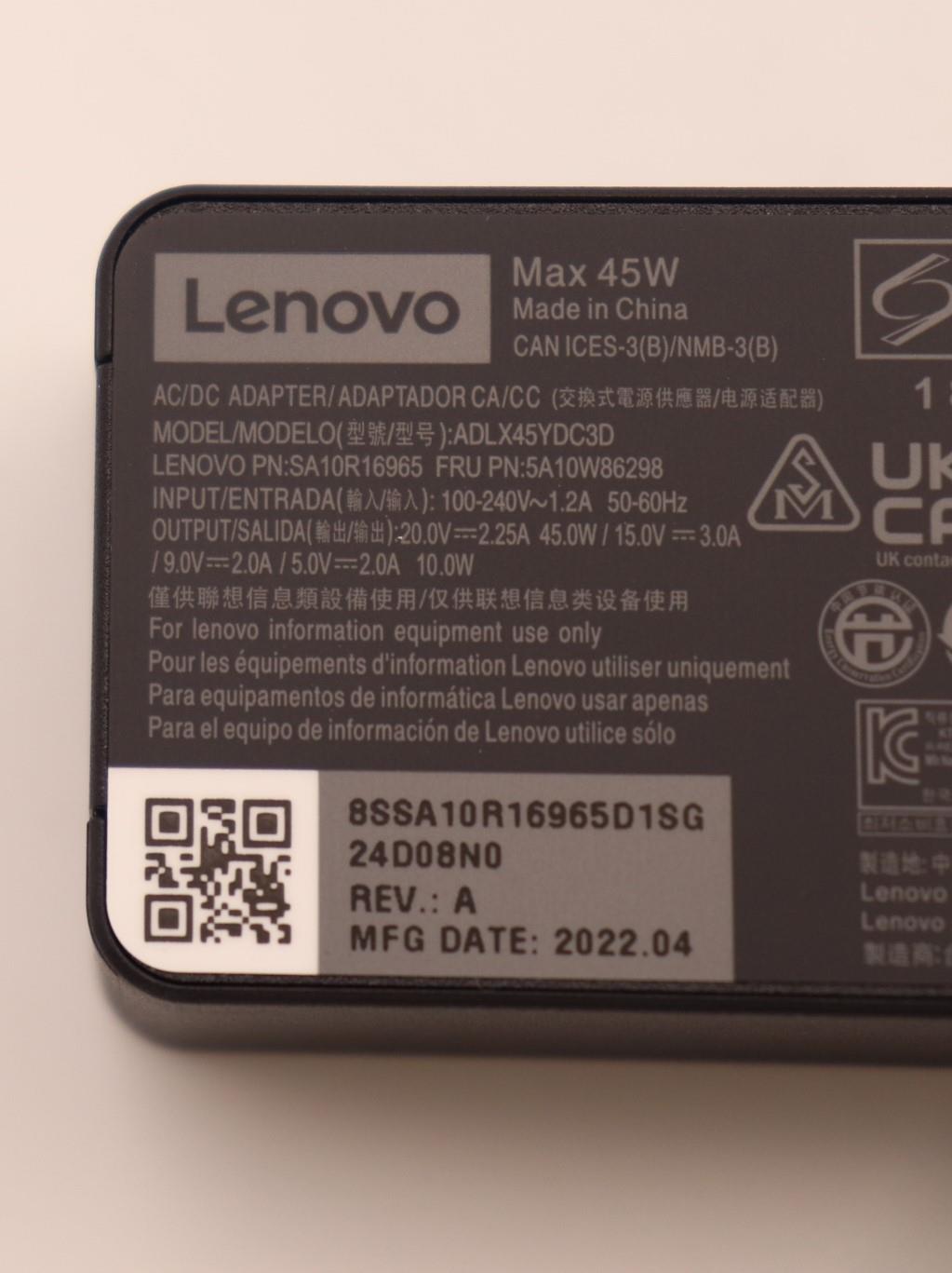 Lenovo Ac_Adapter Pd,45W,20/15/9/5V,3 - 5A10W86298
