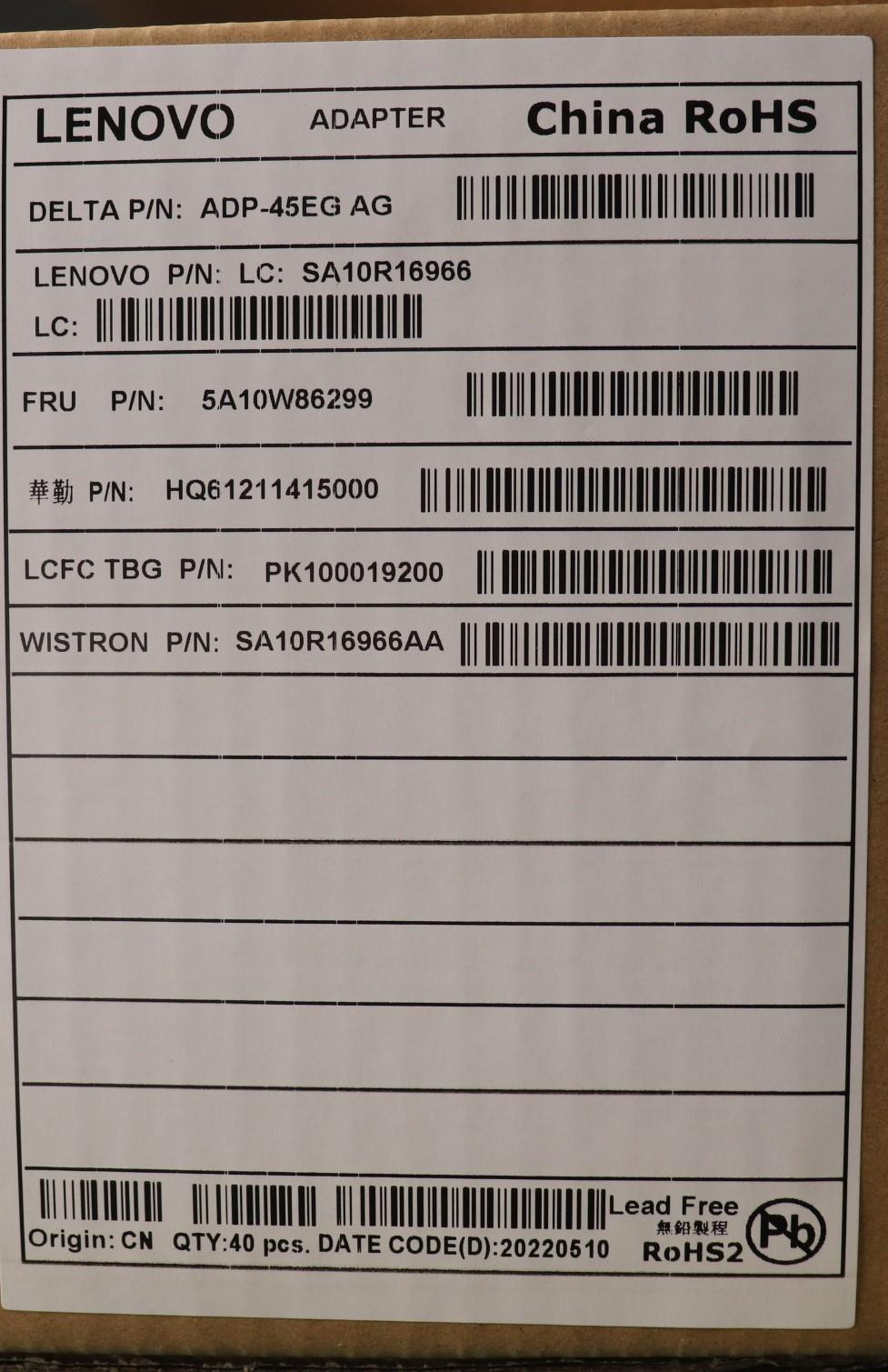 Lenovo Ac_Adapter Pd,45W,20/15/9/5V,2 - 5A10W86299
