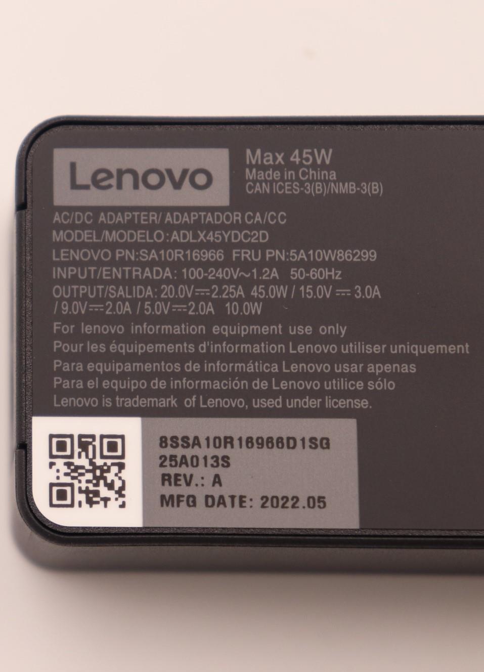Lenovo Ac_Adapter Pd,45W,20/15/9/5V,2 - 5A10W86299