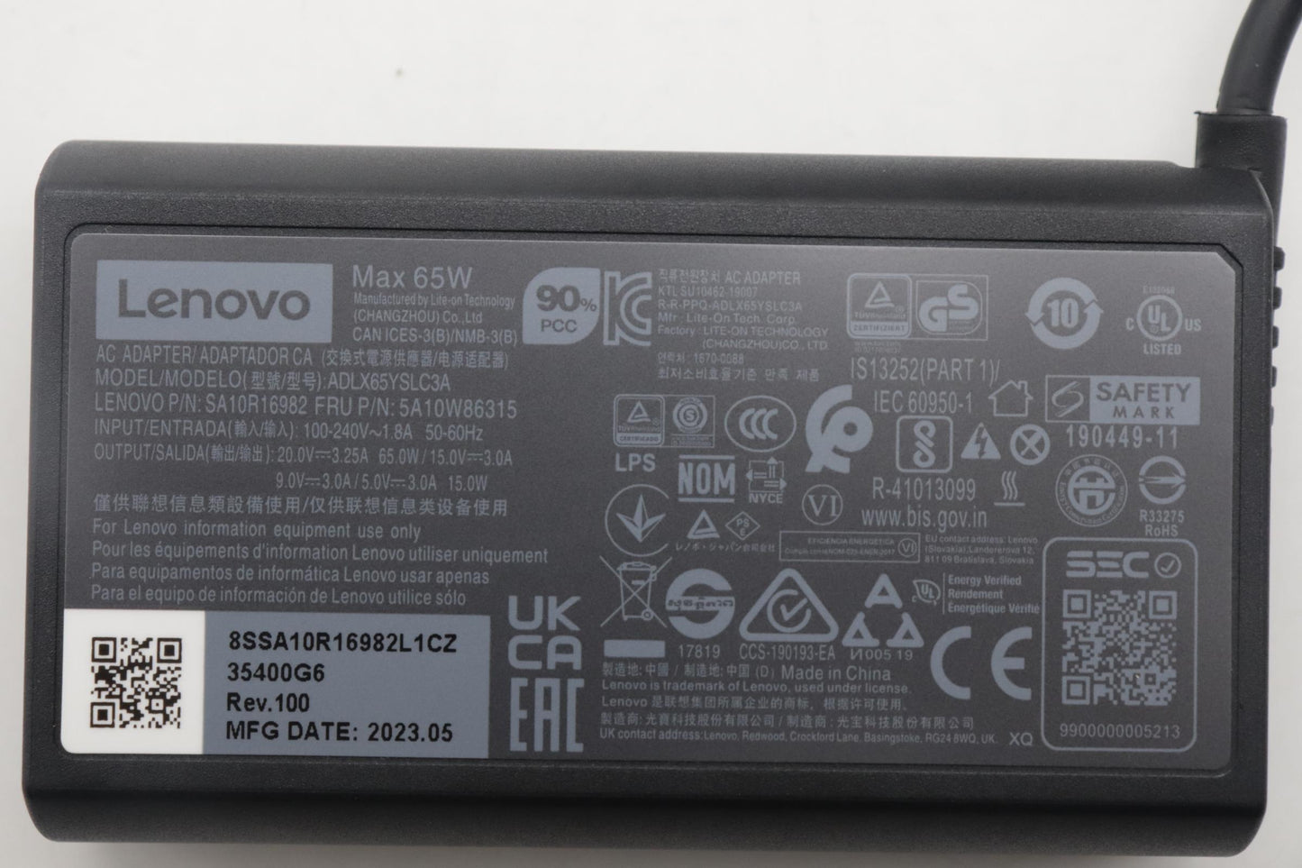 Lenovo Ac_Adapter Pd,65W,20/15/9/5V,3 - 5A10W86315