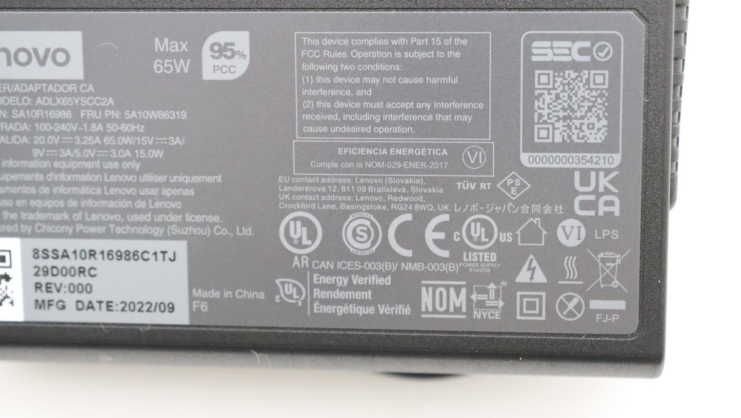 Lenovo Ac_Adapter Pd,65W,20/15/9/5V,2 - 5A10W86319