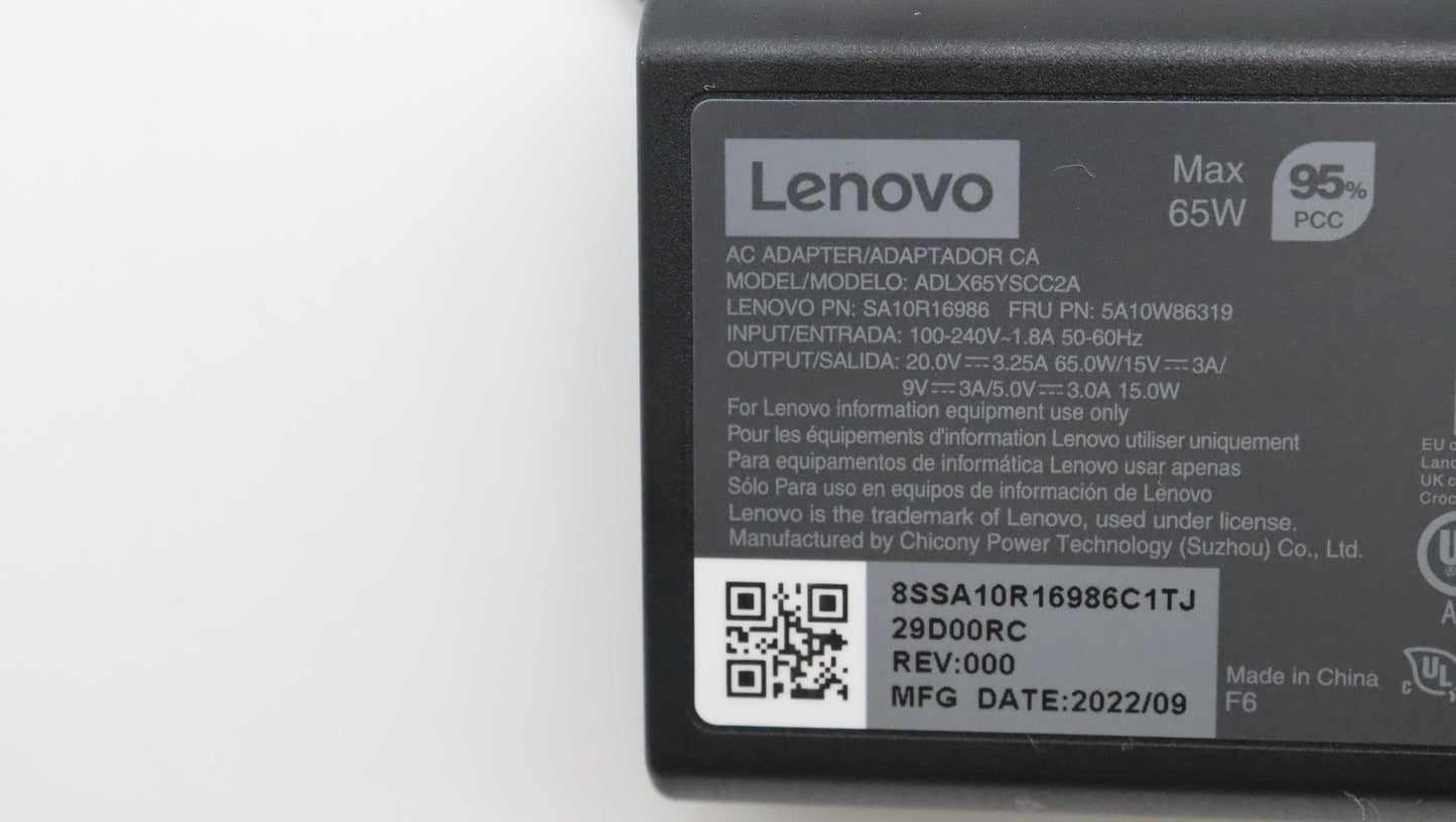 Lenovo Ac_Adapter Pd,65W,20/15/9/5V,2 - 5A10W86319