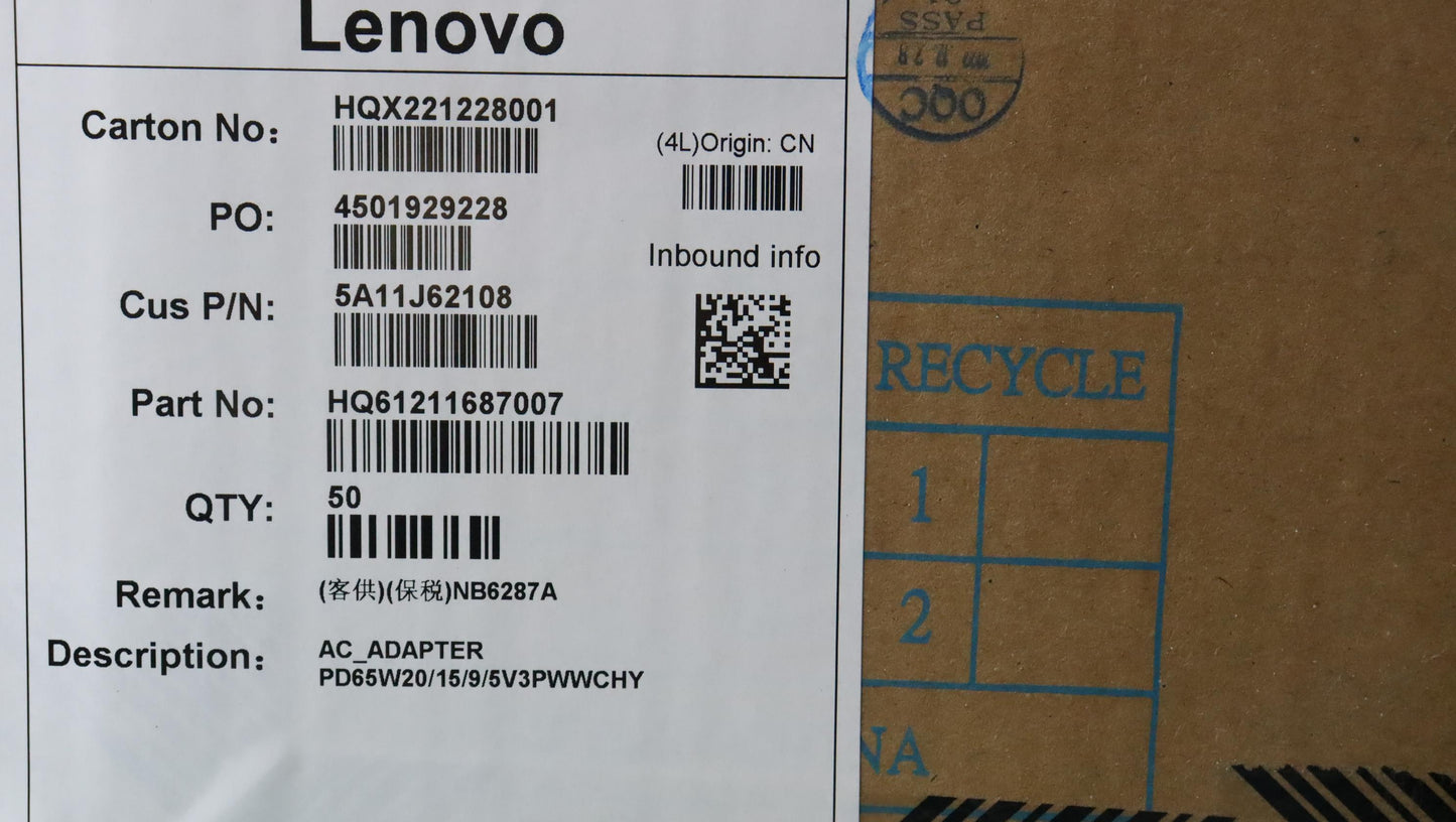 Lenovo Ac_Adapter Pd,65W,20/15/9/5V,3 - 5A11J62108