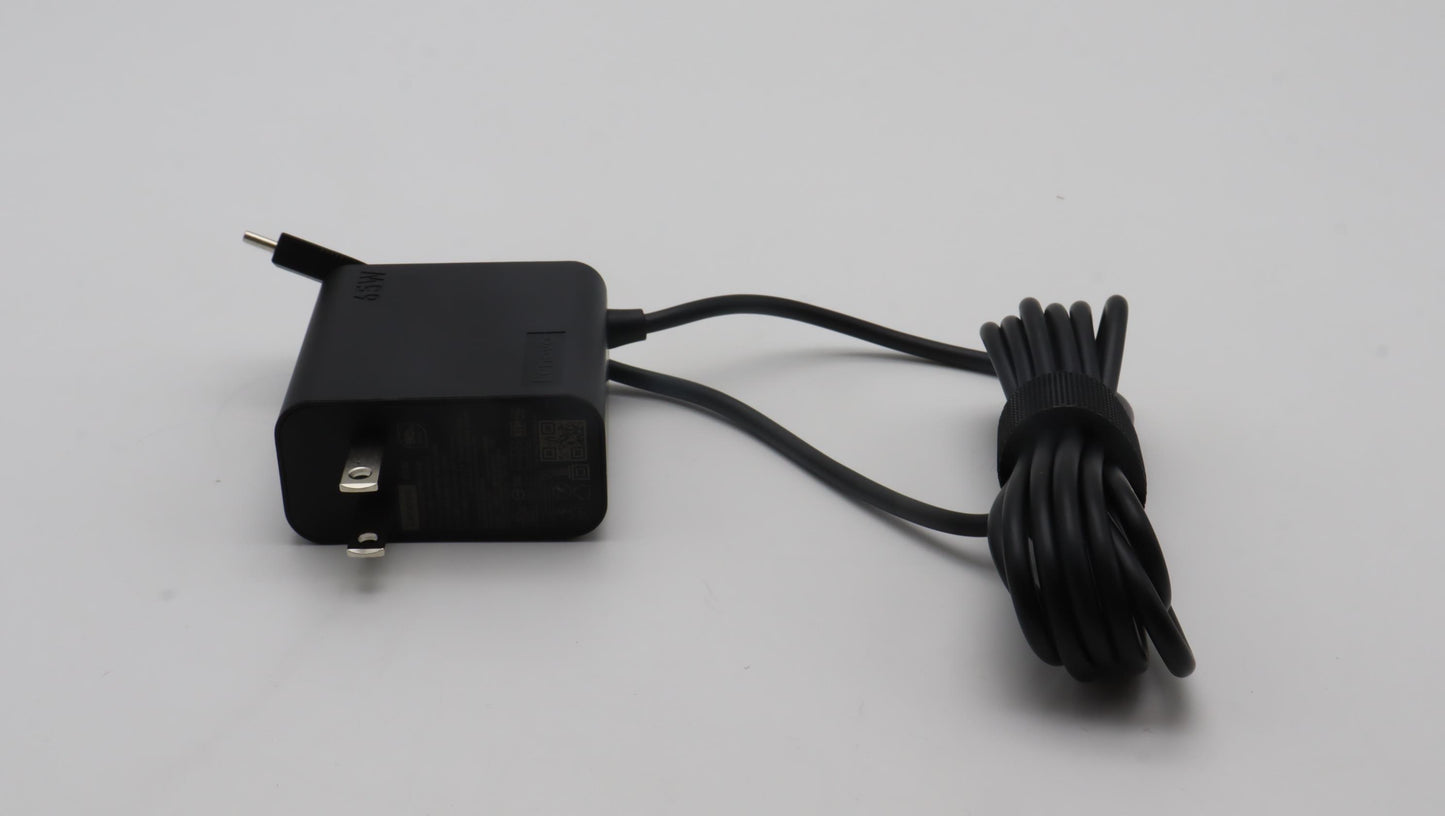Lenovo - AC Adapter, Type-C, 65W, 2-Prong, USA Version, Black - 5A11J75645