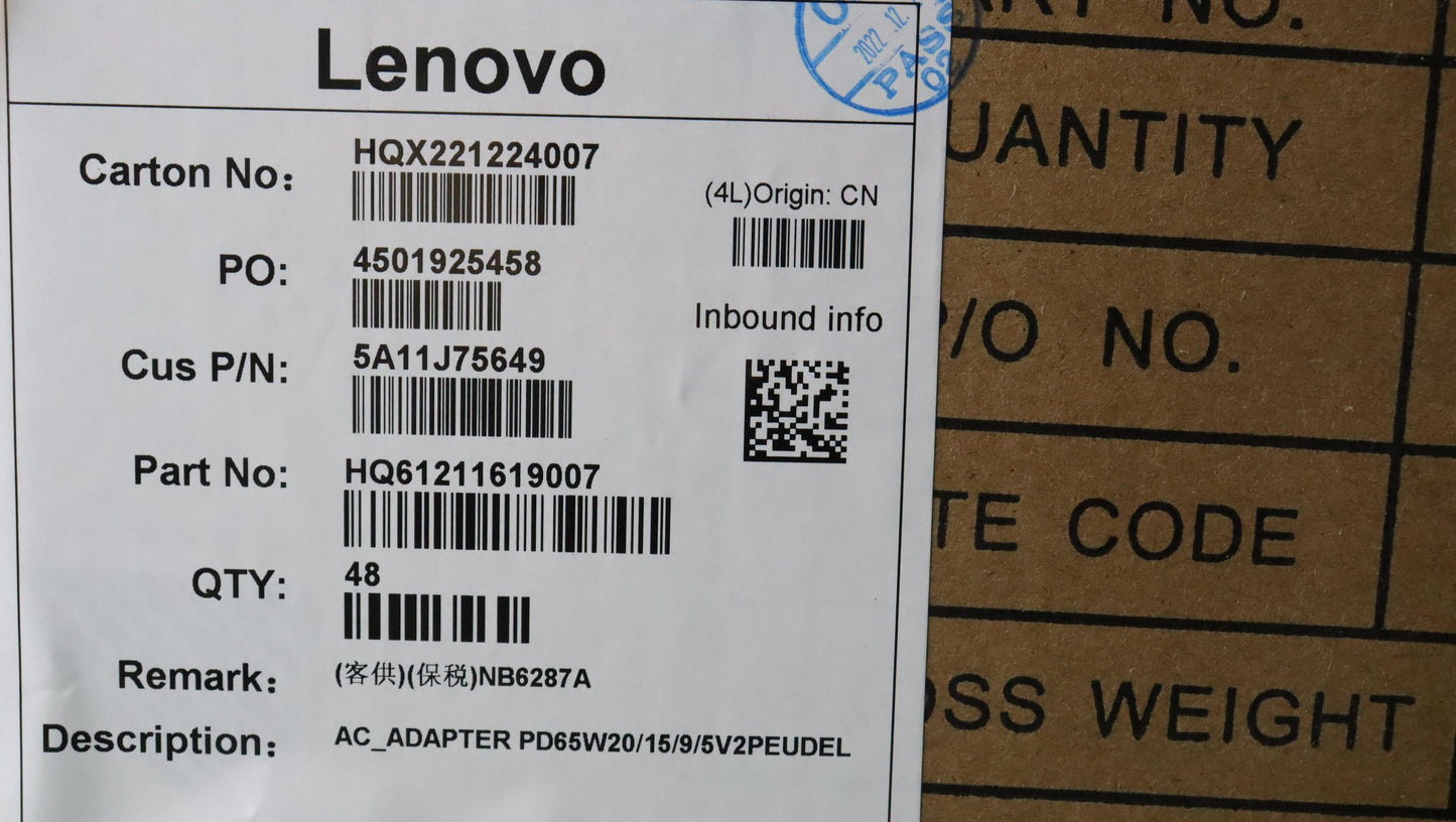 Lenovo Ac_Adapter Pd,65W,20/15/9/5V,2 - 5A11J75649