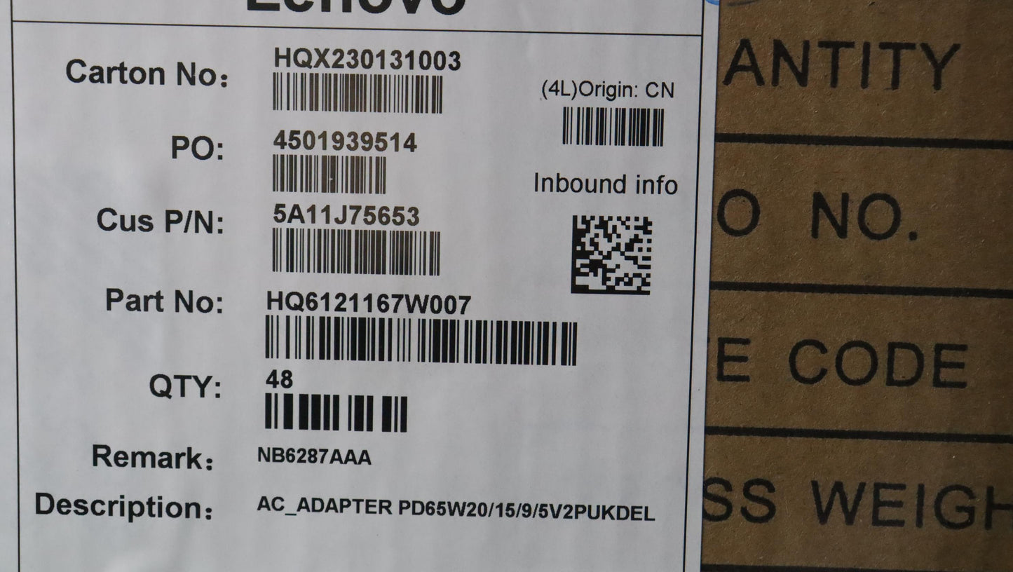Lenovo Ac_Adapter Pd,65W,20/15/9/5V,2 - 5A11J75653