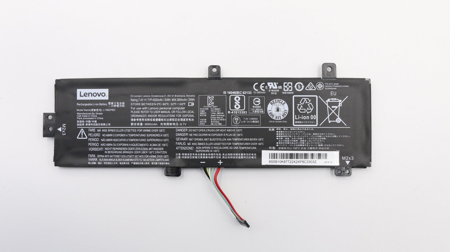 Lenovo (5B10K87722) Battery, 2-cell, 30 Wh, 7.4V