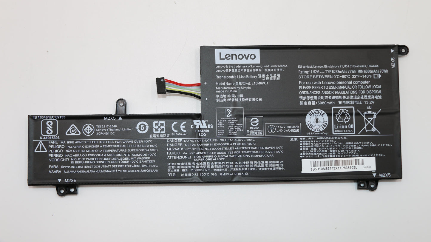 Lenovo 5B10M53743 Sp/C L16M6Pc1 11.52V72Wh6Cell