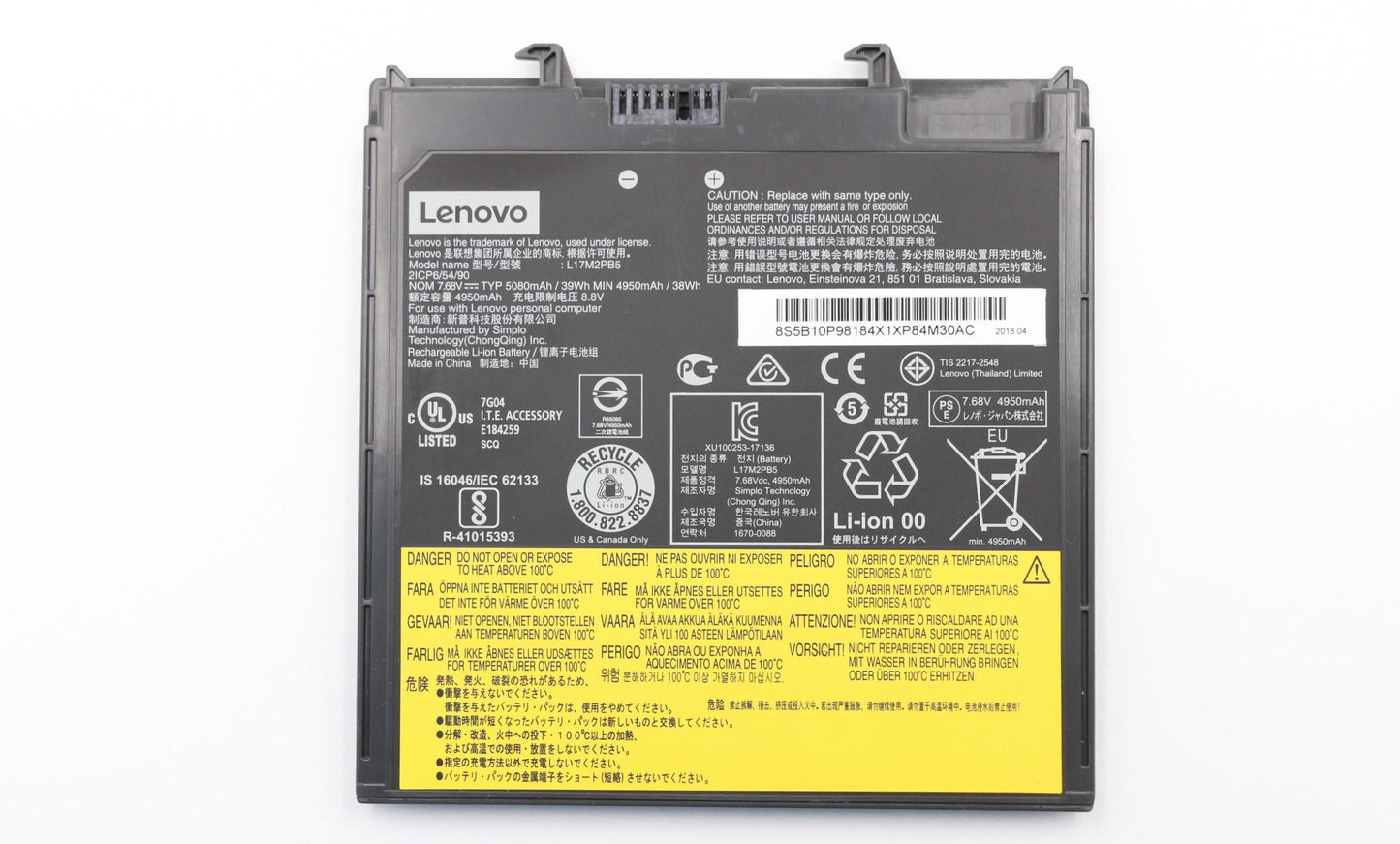 Lenovo 5B10P98184 Spa L17M2Pb5 768V39Wh2Cell Bty