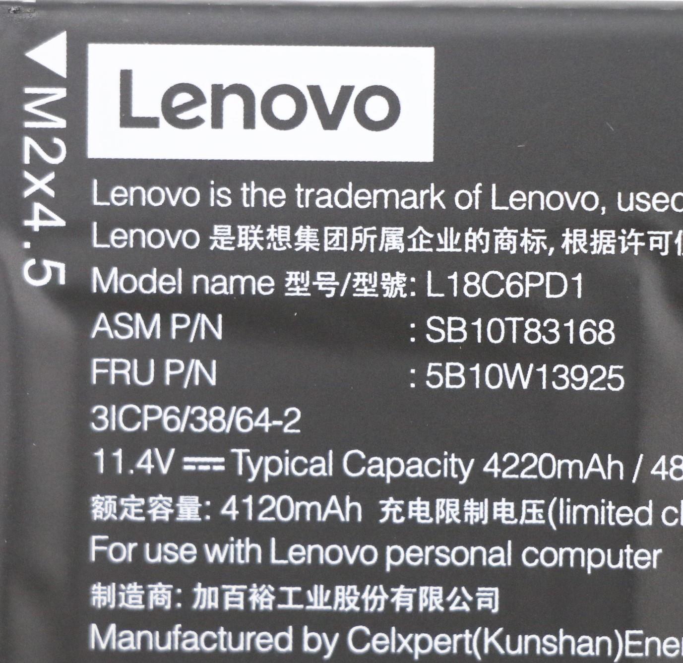 Lenovo (5B10W13925) 6-Cell 48Wh Battery, 11.4V