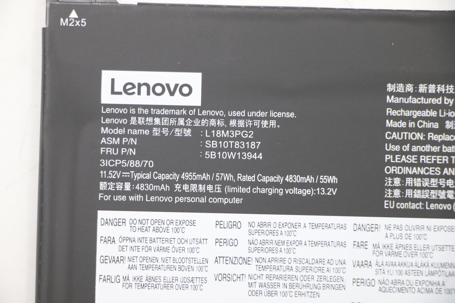 Lenovo (5B10W13944) 3-Cell Battery, 11.52V, 57Wh