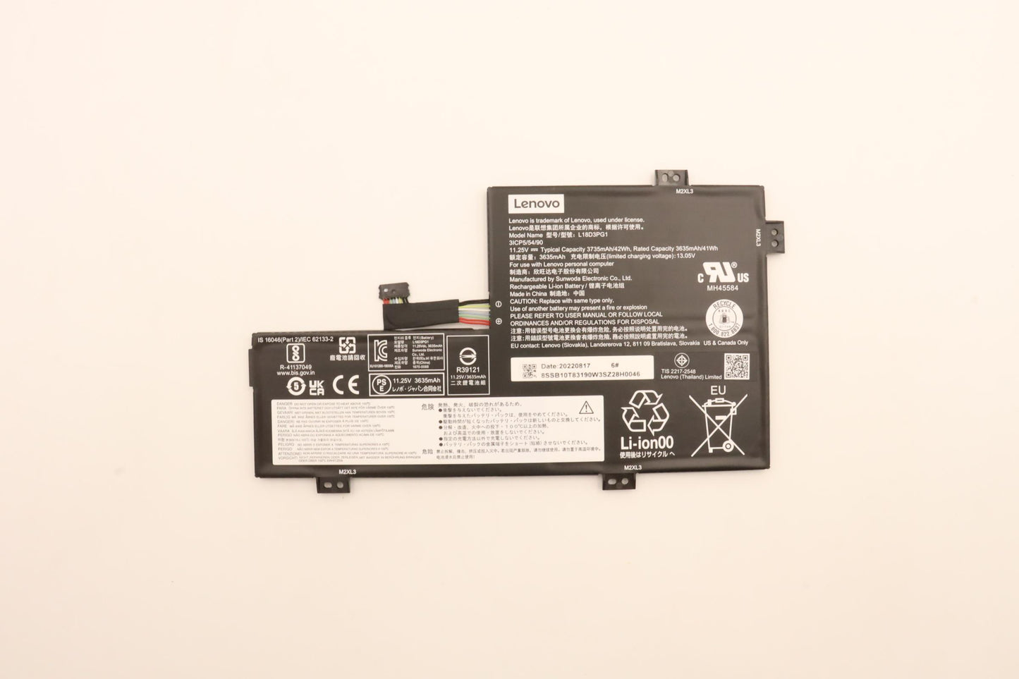 Lenovo (5B10W13947) Internal Battery, 11.25V, 42Wh, 3-Cell