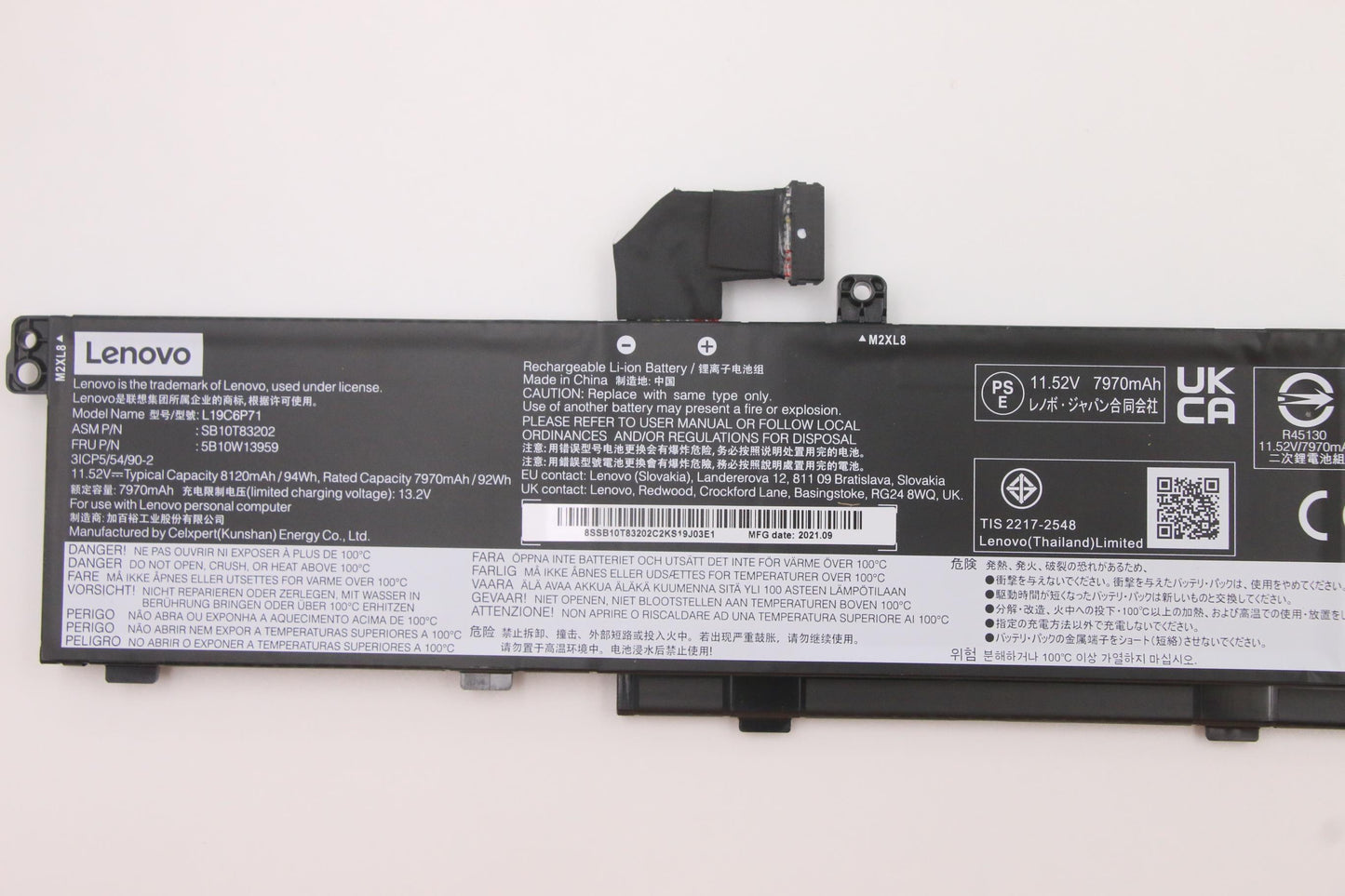 Lenovo (5B10W13959) Battery, 11.52V, 93.5 Wh, 6-cell