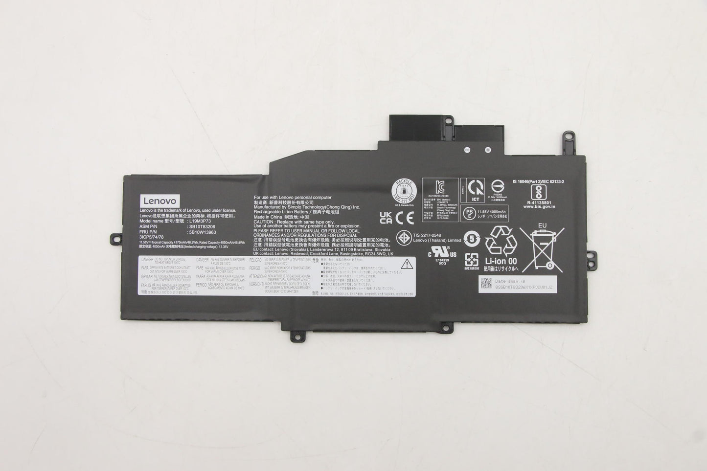 Lenovo (5B10W13963) Battery, 11.58V, 48.2Wh, 3-cell