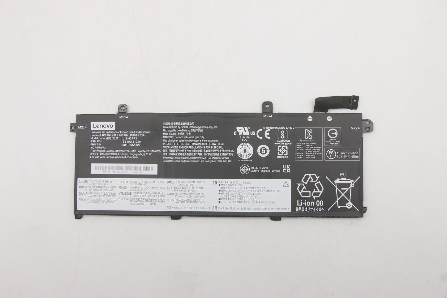 Lenovo (5B10W51827) Internal Battery, 3-Cell, 50 Wh