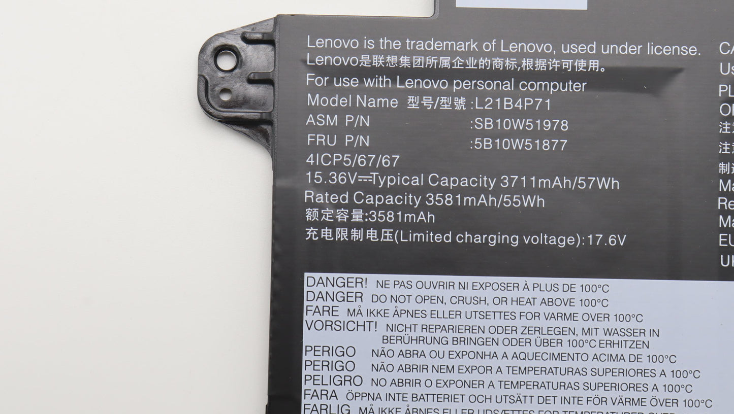 Lenovo (5B10W51877) 4-Cell Battery, 15.36V, 57Wh