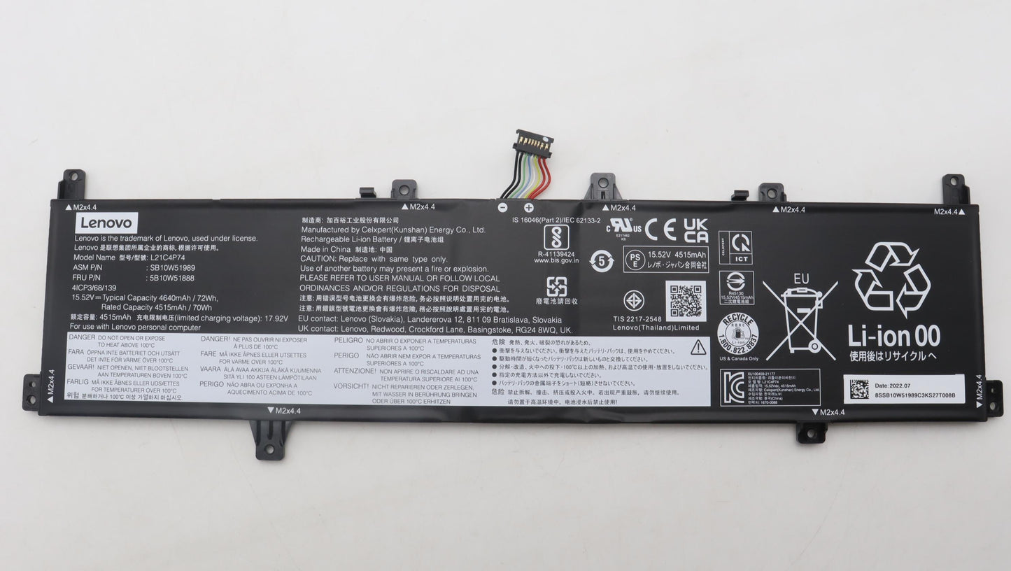 Lenovo Battery Internal, 4C, 72Wh, Li - 5B10W51888
