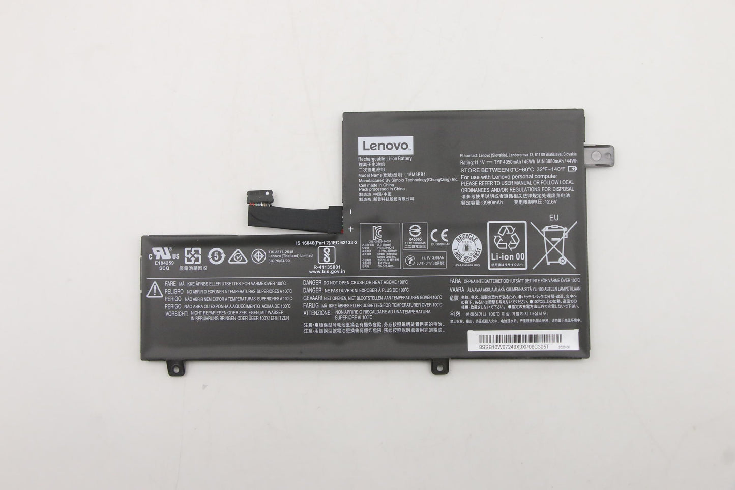 Lenovo (5B10W67285) Internal Battery, 3-Cell, 45Wh, 11.1V