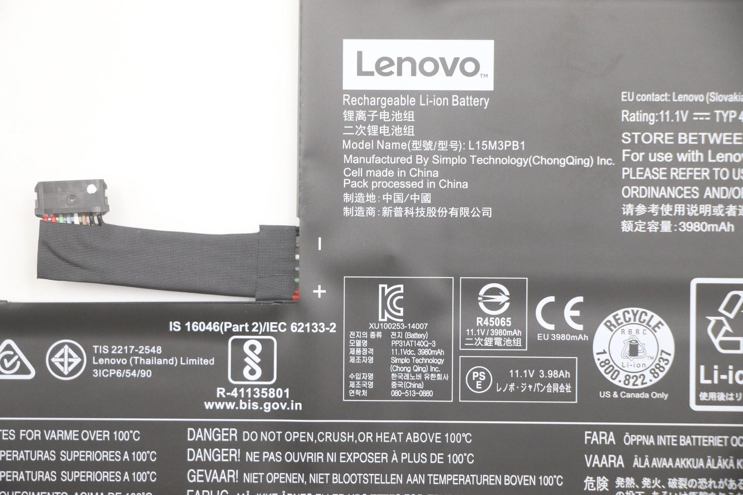 Lenovo (5B10W67285) Internal Battery, 3-Cell, 45Wh, 11.1V