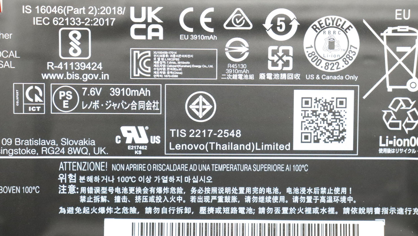 Lenovo Cp C L16C2Pb2 7.6V30Wh2Cell - 5B10W67310