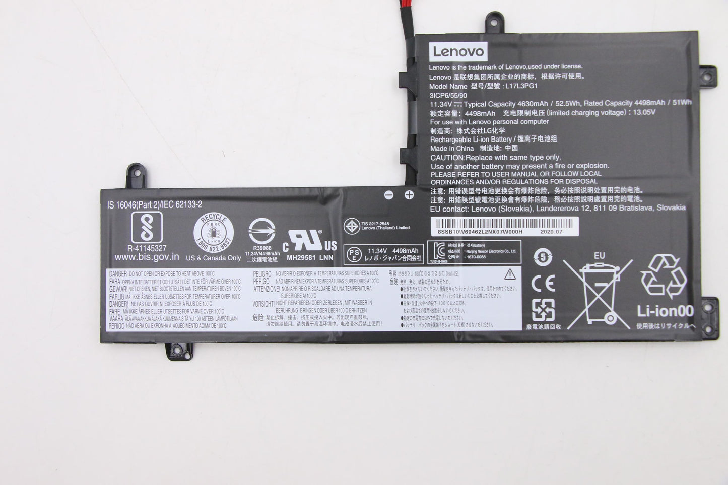 Lenovo (5B10W69449) Internal Battery for Y540-17L, 11.34V, 52.5Wh, 3-Cell