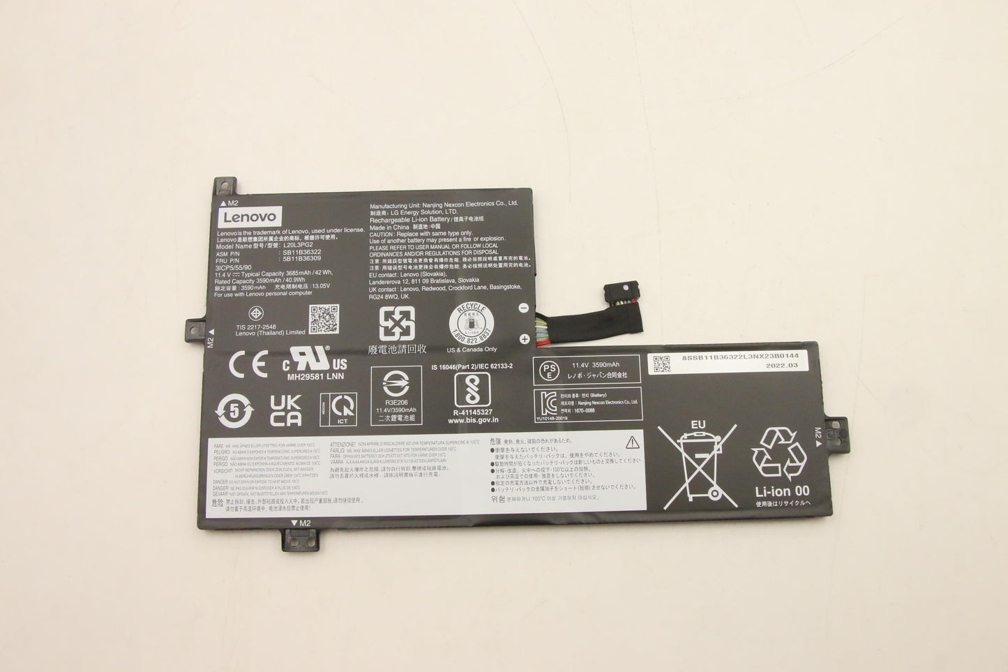 Lenovo (5B11B36309) Battery, 11.4V, 42Wh, 3-cell