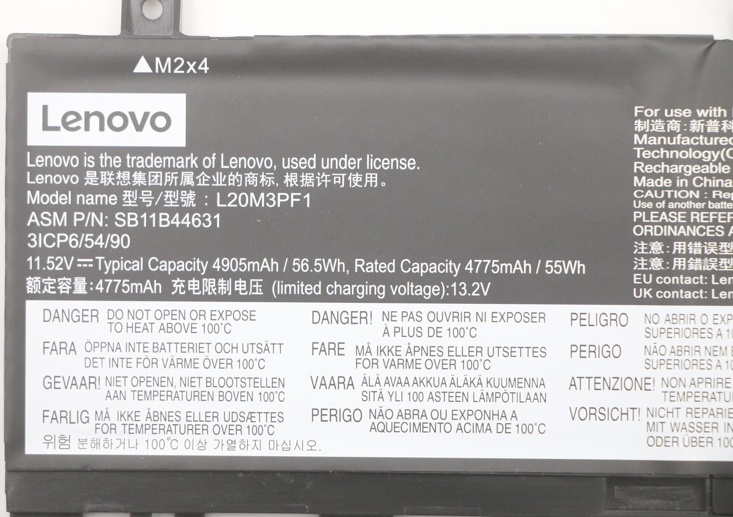 Lenovo (5B11B44633) Battery, 11.52V, 56.5 Wh, 3-cell