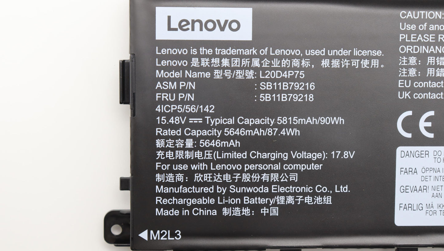 Lenovo (5B11B79218) Internal 4-Cell Battery, 90 Wh