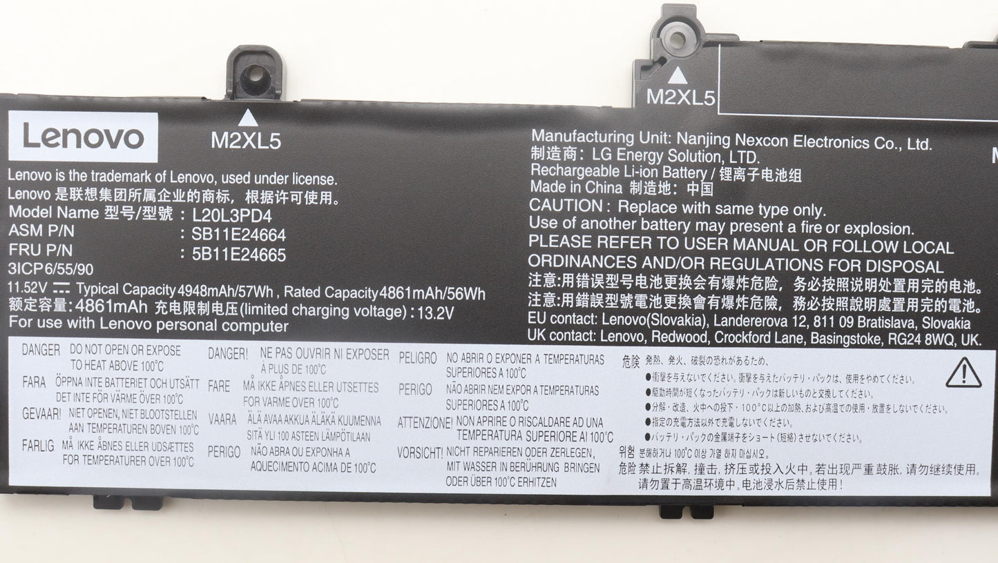 Lenovo Battery 3Cell 57Wh 1152V L20L3 - 5B11E24665